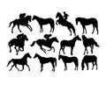 Equestrian Sports Silhouettes Royalty Free Stock Photo