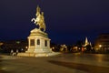 Equestrian statue of Archduke Charles of Austria 1860 at night