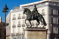 Equestrian Statue of Carlos III at Puerta del Sol in Madrid, Spain Royalty Free Stock Photo