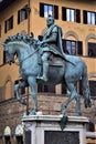 Equestrian statue, depicting Cosimo I de `Medici, in Piazza della Signoria in Florence.