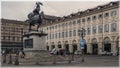 Equestrian statue of Emmanuel Gilberto on piazza San Carlo in Turin, Italy