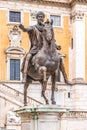 Equestrian statue of Emperor Marcus Aurelius on Piazza del Campidoglio, Capitoline Hill, Rome, Italy Royalty Free Stock Photo