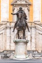 Equestrian statue of Emperor Marcus Aurelius on Piazza del Campidoglio, Capitoline Hill, Rome, Italy Royalty Free Stock Photo