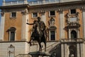 Equestrian Statue Of Emperor Marcus Aurelius At Piazza Del Campidoglio In Rome Italy On A Wonderful Spring Day Royalty Free Stock Photo