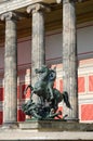 Equestrian statue Fighter with lion at Old Museum on famous Museum Island, Berlin, Germany