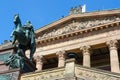 Equestrian statue of Friedrich Wilhelm IV 1886 over entrance to Old National Gallery, Berlin, Germany Royalty Free Stock Photo