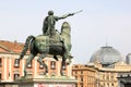 Equestrian statue at Piazza del Plebiscito, Naples, Italy Royalty Free Stock Photo