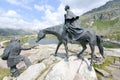 The equestrian statue of General Suvorov on Gotthard pass