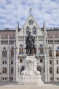 Equestrian statue of Gyula Andrassy at Lajos Kossuth Square in front of the Hungarian Parliament in Budapest Royalty Free Stock Photo