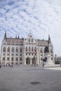 Equestrian statue of Gyula Andrassy at Lajos Kossuth Square in front of the Hungarian Parliament in Budapest Royalty Free Stock Photo