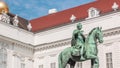 Equestrian statue of Holy Roman Emperor Joseph II riding a horse in Josefsplatz Square timelapse Royalty Free Stock Photo