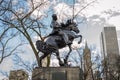 Equestrian Statue of Jose Marti in Central Park with Skyscrepers in Background Royalty Free Stock Photo