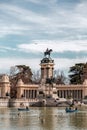 Equestrian statue of King Alfonso XII inside the Retiro Park in Madrid, Spain Royalty Free Stock Photo