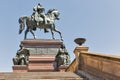 Statue of King Wilhelm and Old National Gallery. Berlin, Germany Royalty Free Stock Photo