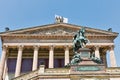 Statue of King Wilhelm and Old National Gallery. Berlin, Germany Royalty Free Stock Photo