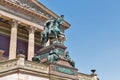 Statue of King Wilhelm and Old National Gallery. Berlin, Germany Royalty Free Stock Photo