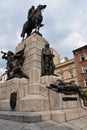 Equestrian statue of King of Poland Wladyslaw II Jagiello (1352-1434) in Matejko Square in Krakow, Poland