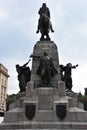 Equestrian statue of King of Poland Wladyslaw II Jagiello (1352-1434) in Matejko Square in Krakow, Poland