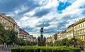 Equestrian statue of King Wenceslas in Wenceslas Square in Prague, Czech Republic. Statue of King Wenceslas, popular king of Bohem Royalty Free Stock Photo