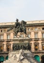 Detail of Equestrian statue in Duomo square - Milan. Vittorio Emanuele II King - italy