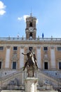 The equestrian statue of Marcus Aurelius on Capitoline Hill, Rome, Italy. Royalty Free Stock Photo