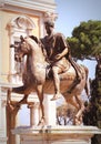 Equestrian statue of Marcus Aurelius in Piazza del Campidoglio in Rome Royalty Free Stock Photo