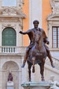 The Equestrian Statue of Marcus Aurelius on piazza del Campidoglio in Rome, Italy Royalty Free Stock Photo