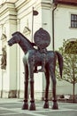 Equestrian statue of margrave Jobst of Luxembourg, Brno, retro f