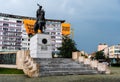 The equestrian statue of Mihai Viteazu in front of the Florin Piersic cinema