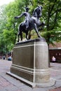 The Equestrian statue of Paul Revere close to The Old North Church, Boston, USA. Erected in 1940. Royalty Free Stock Photo