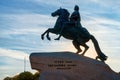 Equestrian statue of Peter the Great bronze horseman, Saint Pe Royalty Free Stock Photo