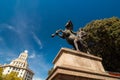 The equestrian statue in Plaza Catalunya. Barcelona, Spain Royalty Free Stock Photo