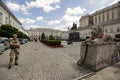 Equestrian statue of Prince Jozef Poniatowski in front of the Presidential Palace in Warsaw, Poland. June 2012 Royalty Free Stock Photo