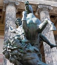 Equestrian statue with spear in front of the Altes Museum Royalty Free Stock Photo