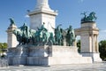 Equestrian statues of the Hungarian Chieftains in Heroes Square Royalty Free Stock Photo