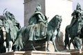 Equestrian statues of Seven Hungarian Chieftains Leaders on Heroes Square Budapest Hungary