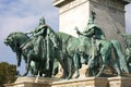 Equestrian statues of Seven Hungarian Chieftains Leaders on Heroes Square Budapest Hungary