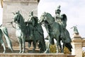Equestrian statues of Seven Hungarian Chieftains Leaders on Heroes Square Budapest Hungary