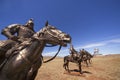 Equestrian statues of warriors of Genghis Khan Royalty Free Stock Photo