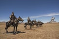 Equestrian statues of warriors of Genghis Khan Royalty Free Stock Photo