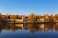 Equestrian yard on the bank of the Upper pond in Kuzminki estate, Moscow Royalty Free Stock Photo