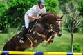Equestrianism: rider in jumping show Royalty Free Stock Photo