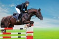 Equestrianism: Young girl in jumping show Royalty Free Stock Photo