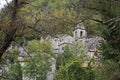 Equi Terme, beautiful medieval spa village in the Apuan Alps mountains, Tuscany, Italy. Autumn. Famous for its sulphur