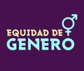 Equidad de Genero, Gender Equality Spanish text, vector emblem design. Royalty Free Stock Photo