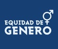 Equidad de Genero, Gender Equality Spanish text, vector emblem design. Royalty Free Stock Photo