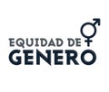 Equidad de Genero, Gender Equality Spanish text, vector emblem design. Royalty Free Stock Photo