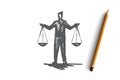 Equilibrium, balance, equality, scale, justice concept. Hand drawn isolated vector.