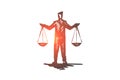 Equilibrium, balance, equality, scale, justice concept. Hand drawn isolated vector.