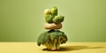 Equilibrium food balance diet concept. Balancing pyramid or tower of vegetables. Generative AI